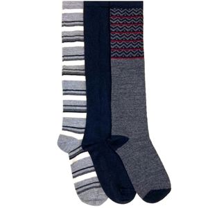 3 pairs Hue Long Boot Knee Socks, 3-pack, dark grey,striped, NWT